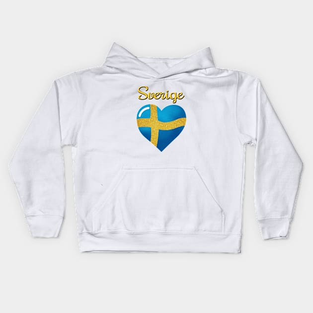 Sveriges flagga, the flag of sweden in a shape of heart Kids Hoodie by Purrfect